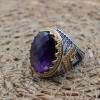 Amethyst Men's Ring, Mens Handmade Ring, Turkish Handmade Silver Men Ring, Ottoman Men Ring, Men Jewelry, Gift for Him, 925k Sterling Silver