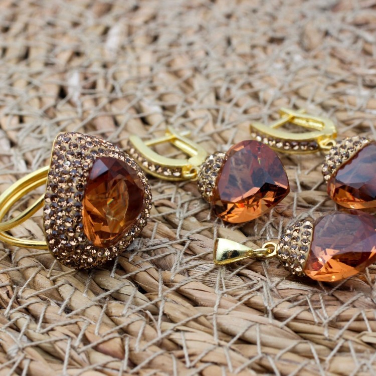 Alexandrite Ladies Set, Handmade Set, Gold Plated Set, Ladies Jewelry, Ottoman Set, Ring, Earring, Pendant, Ladies Set, 925k Sterling Silver