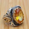 Citrine Men's Ring, Handmade Ring, Turkish Handmade, Ottoman Men's Ring, Men's Ring, Men's Jewelry, Gift for Him, 925 Sterling Silver Ring