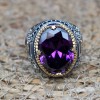 Amethyst Men's Ring, Mens Handmade Ring, Turkish Handmade Silver Men Ring, Ottoman Men Ring, Men Jewelry, Gift for Him, 925k Sterling Silver