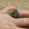 Tiger Eye Men's Ring, Ottoman Men's Ring, Handmade Men's Ring, Turkish Handmade Eagle Ring, Men's Jewelry, Gift for Him, 925 Sterling Silver