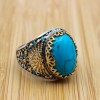Turquoise Men's Ring, Handmade Ring, Turkish Handmade Silver Men Ring, Ottoman Ring, Men's Jewelry, Gift for Him, 925k Sterling Silver Ring