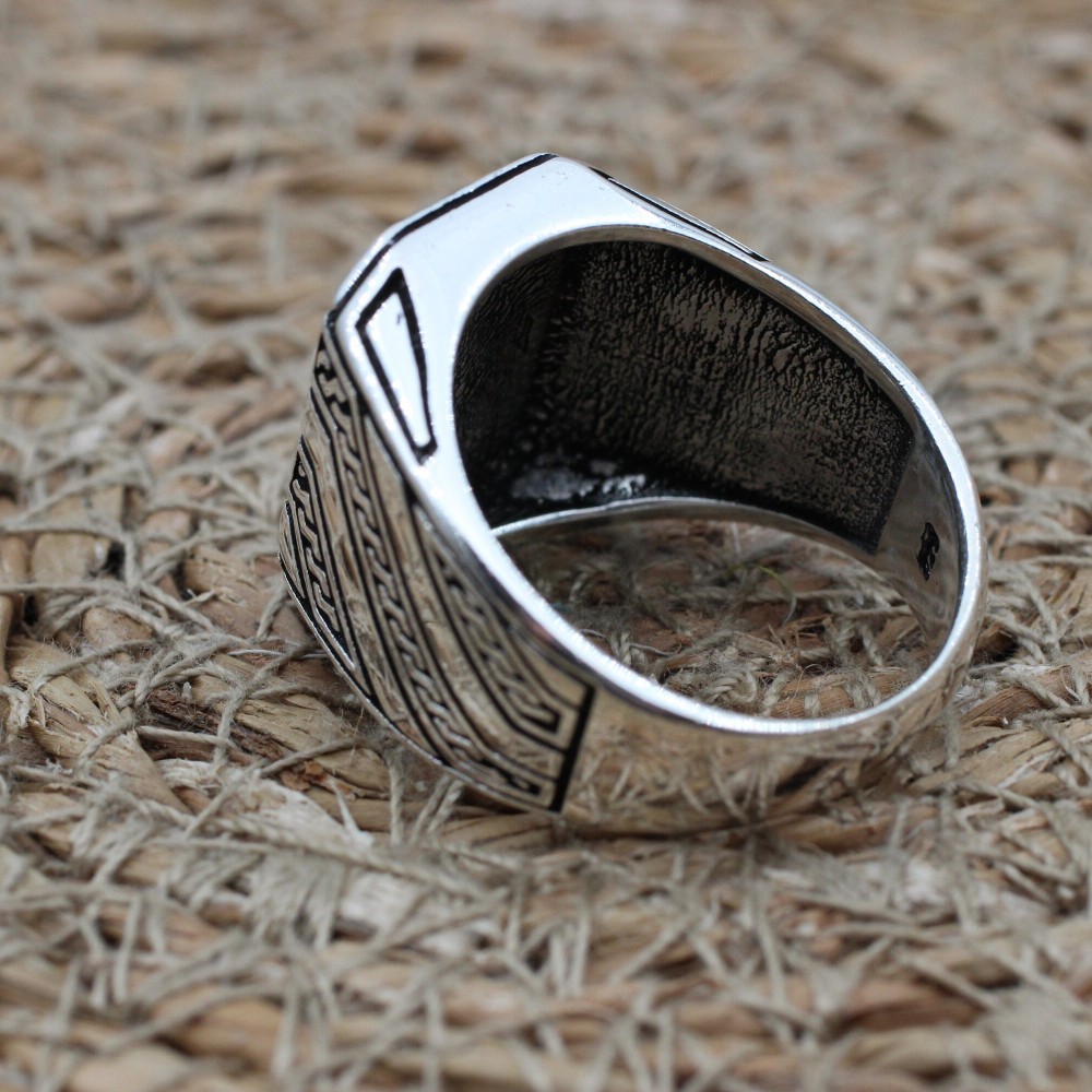 Men's Ring, Turkish Handmade, Silver Men's Ring, Men's Handmade Ring, Ottoman Ring, Men's Jewelry, Gift for Him, 925k Sterling Silver Ring