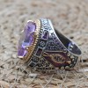 Amethyst Men's Ring, Mens Handmade Ring, Turkish Handmade Silver Men Ring, Ottoman Men Ring, Men Jewelry, Gift for Him, 925k Sterling Silver
