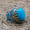 Turquoise Men's Ring, Handmade Ring, Turkish Handmade Silver Men Ring, Ottoman Ring, Men's Jewelry, Gift for Him, 925k Sterling Silver Ring