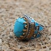 Turquoise Men's Ring, Handmade Ring, Turkish Handmade Silver Men Ring, Ottoman Ring, Men's Jewelry, Gift for Him, 925k Sterling Silver Ring