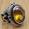 Citrine Topaz Men's Ring, Handmade Ring, Turkish Handmade Silver Men Ring, Men Ring, Men's Jewelry, Gift for Him, 925k Sterling Silver Ring,