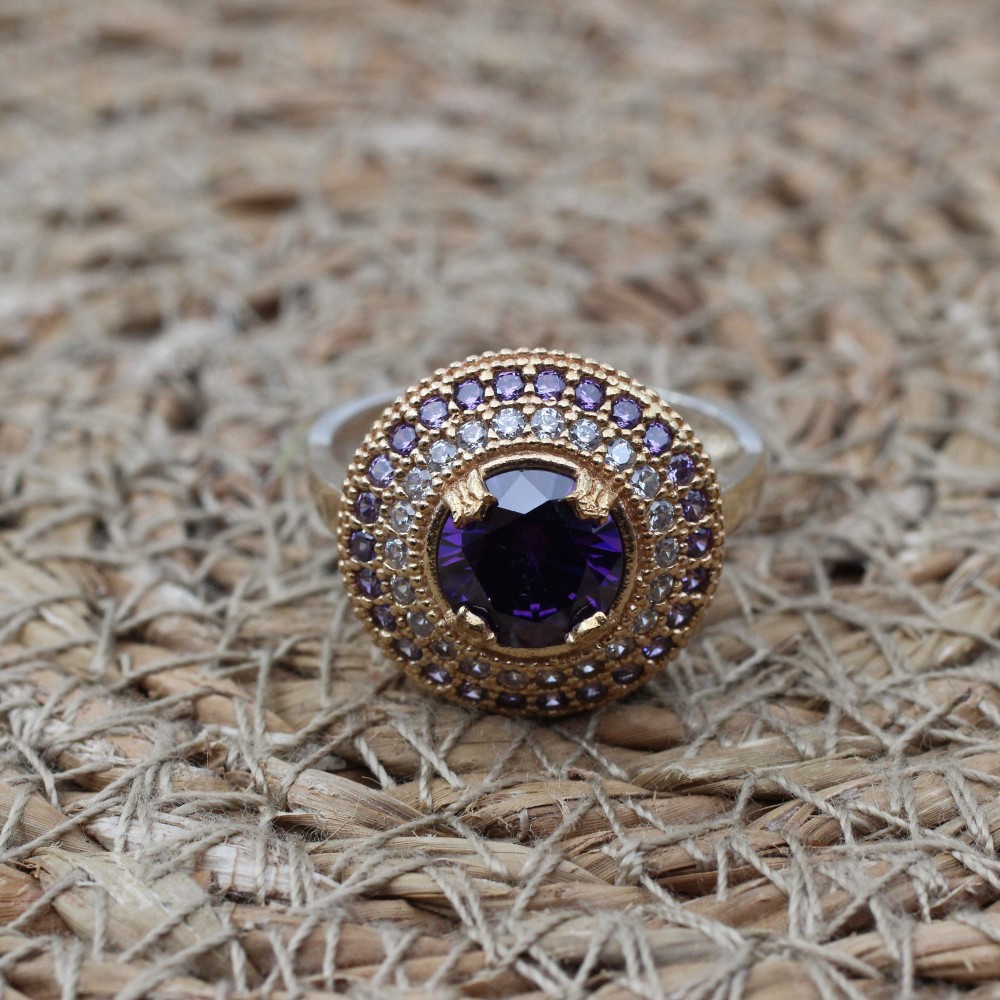 Amethyst Ring, Handmade Women's Ring, Turkish Handmade, Silver Ladies Ring, Ottoman Ring, Authentic, Ladies Ring, 925k Sterling Silver Ring,