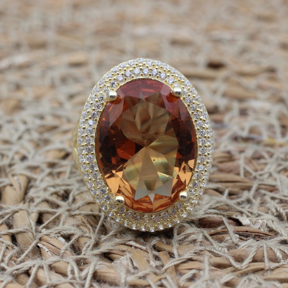 Alexandrite Women Ring, Handmade Women Ring, Turkish Handmade Silver Ladies Ring, Gold Plated Ring, Ladies Ring, 925k Sterling Silver Ring