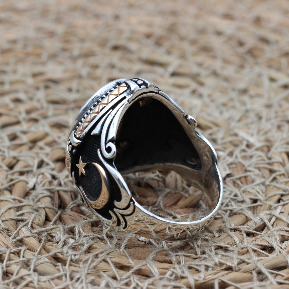 Handmade Silver Men's Ring, Onyx Men's Ring, Turkish Handmade Men's Ring, Men's Ring, Ottoman Mens Ring, Gift for Him, 925k Sterling Silver,