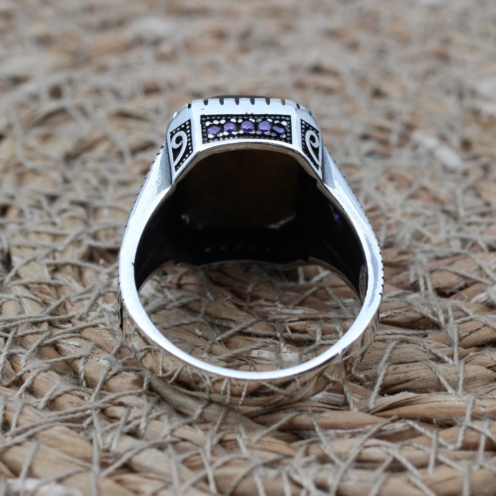 Tiger Eye Men's Ring, Ottoman Men's Ring, Handmade Men's Ring, Turkish Handmade Men's Ring, Men's Jewelry, Gift for Him, 925 Sterling Silver Tiger Eye Men's Ring, Ottoman Men's Ring, Handmade Men's Ring, Turkish Handmade Men's Ring, Men's Jewelry, Gift for Him, 925 Sterling Silver