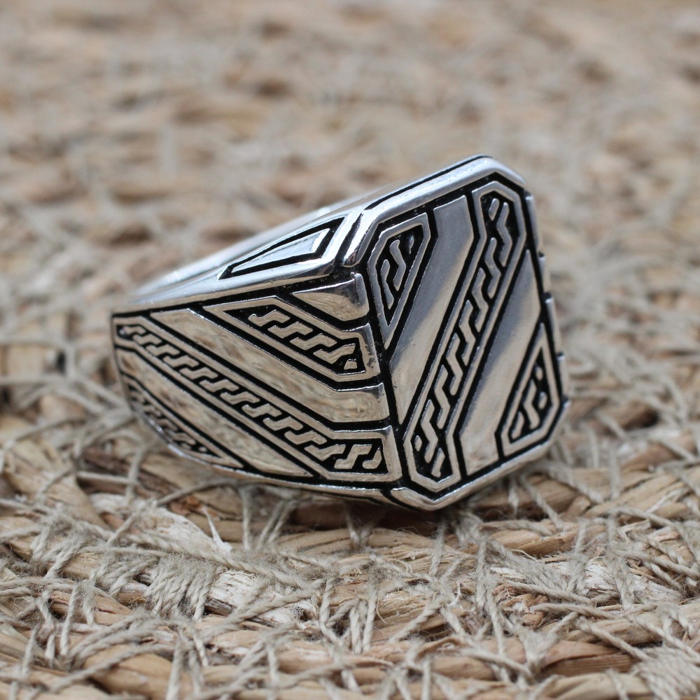 Men's Ring, Turkish Handmade, Silver Men's Ring, Men's Handmade Ring, Ottoman Ring, Men's Jewelry, Gift for Him, 925k Sterling Silver Ring