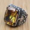 Men's Handmade Ring, Turkish Handmade Ring, Ottoman Men's Ring, Topaz Men's Ring, Men's Jewelry, Gift for Him, 925k Sterling Silver Ring