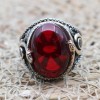 Mens Handmade Ring, Turkish Handmade Silver Men Ring, Ottoman Men Ring, Ruby Ring, Men's Jewelry, Gift for Him, 925k Sterling Silver Ring