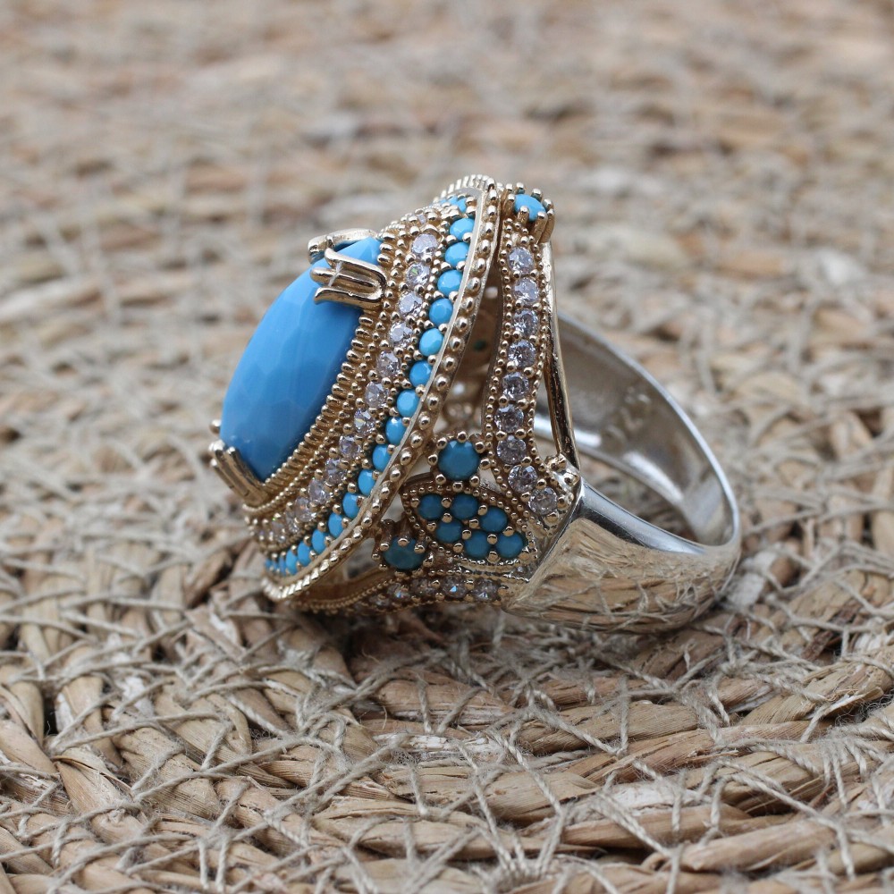 Turquoise Ladies Ring, Handmade Women Ring, Turkish Handmade Silver Ladies Ring, Women Ottoman Ring, Ladies Ring, 925k Sterling Silver, Turquoise Ladies Ring, Handmade Women Ring, Turkish Handmade Silver Ladies Ring, Women Ottoman Ring, Ladies Ring, 925k Sterling Silver,