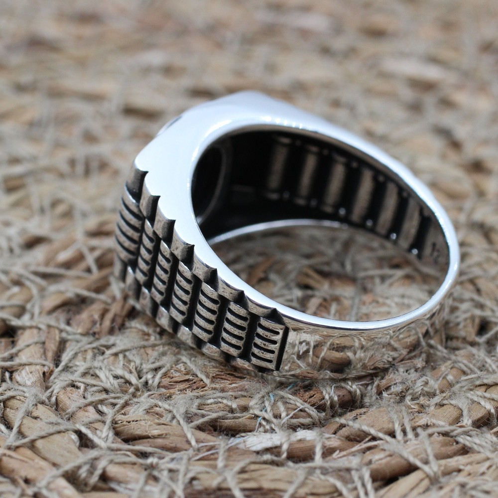 Handmade Silver Men's Ring, Onyx Men's Ring, Turkish Handmade Men's Ring, Men's Ring, Ottoman Mens Ring, Gift for Him, 925k Sterling Silver,