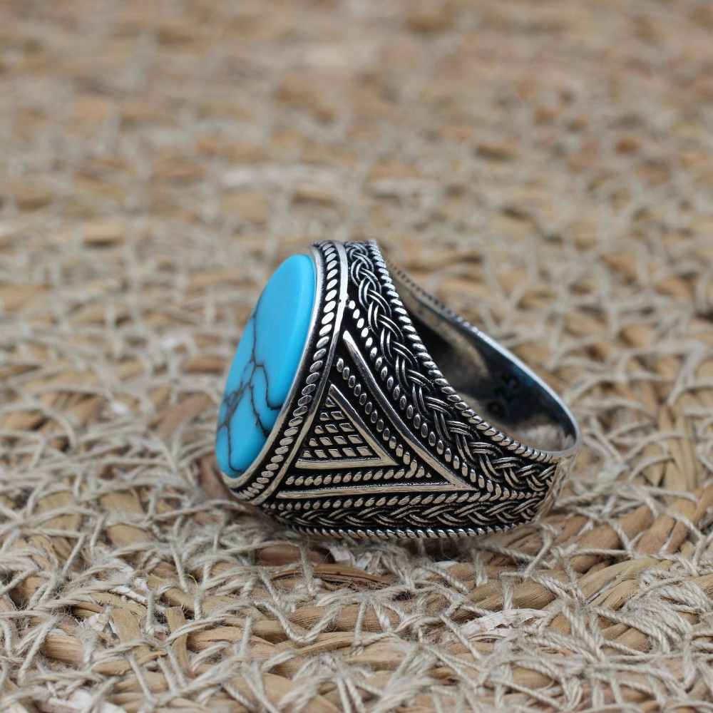 Turquoise Men's Ring, Ottoman Men's Ring, Handmade Men's Ring, Turkish Handmade Men's Ring, Men's Jewelry, Gift for Him, 925 Sterling Silver Turquoise Men's Ring, Ottoman Men's Ring, Handmade Men's Ring, Turkish Handmade Men's Ring, Men's Jewelry, Gift for Him, 925 Sterling Silver