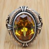 Citrine Topaz Men's Ring, Handmade Ring, Turkish Handmade Silver Men Ring, Men Ring, Men's Jewelry, Gift for Him, 925k Sterling Silver Ring,