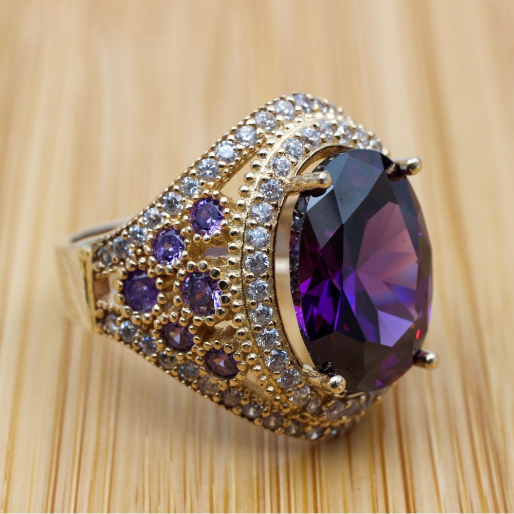 Amethyst Ring, Handmade Women's Ring, Turkish Handmade, Silver Ladies Ring, Ottoman Ring, Authentic, Ladies Ring, 925k Sterling Silver Ring,