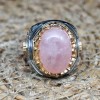 Handmade Mens Ring, Turkish Handmade Silver Men Ring, Ottoman Men Ring, Rose Quartz Ring, Men's Jewelry, Gift for Him, 925k Sterling Silver,