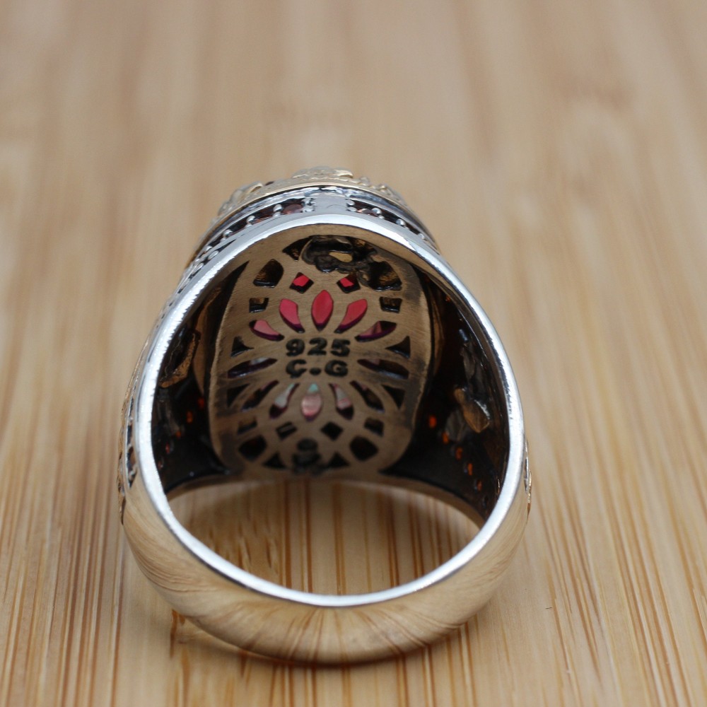 Men's Handmade Ring, Turkish Handmade Ring, Ottoman Men's Ring, Tourmaline Men's Ring, Yemeni Mens Ring, Gift for Him, 925k Sterling Silver Men's Handmade Ring, Turkish Handmade Ring, Ottoman Men's Ring, Tourmaline Men's Ring, Yemeni Mens Ring, Gift for Him, 925k Sterling Silver