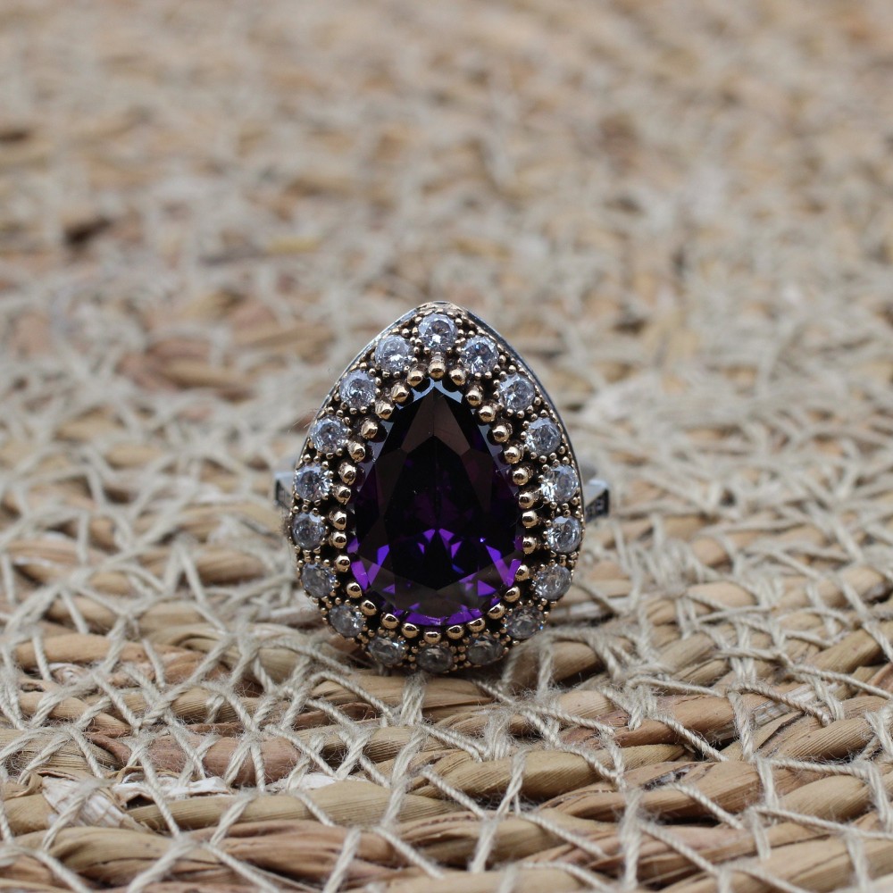 Amethyst Set, Authentic Set, Handmade Set Women, Turkish Handmade, Ladies Jewelry Set, Earring, Pendant, Ladies Set, 925k Sterling Silver