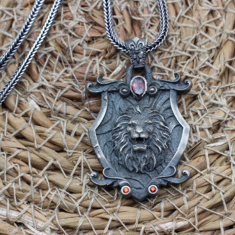 Ruby Men's Necklace, Men Pendant, Lion King Pendant, Turkish Handmade Lion Necklace, Men Jewelry, Gift for Him, 925 Sterling Silver, Pendant Ruby Men's Necklace, Men Pendant, Lion King Pendant, Turkish Handmade Lion Necklace, Men Jewelry, Gift for Him, 925 Sterling Silver, Pendant