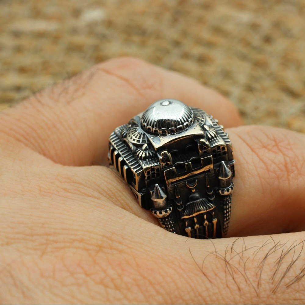 Hagia Sophia Ring, Men's Handmade Ring, Turkish Handmade Ring, Ottoman Men Ring, Men Ring, Men Jewelry, Gift for Him, 925k Sterling Silver