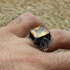 Citrine Men's Ring, Men's Handmade Ring, Turkish Handmade Ring, Ottoman Men's Ring, Men's Jewelry, Gift for Him, 925k Sterling Silver Ring