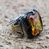 Citrine Men's Ring, Handmade Men's Ring, Turkish Handmade Ring, Ottoman Men's Ring, Men's Jewelry, Gift for Him, 925k Sterling Silver Ring
