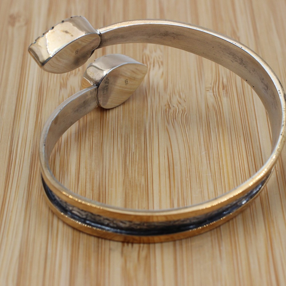 Emerald Bracelet, Ottoman Bracelet, Handmade Bracelet, Bangle Cuff, Turkish Handmade, Bangle Bracelet, Gift For Her, 925k Sterling Silver,