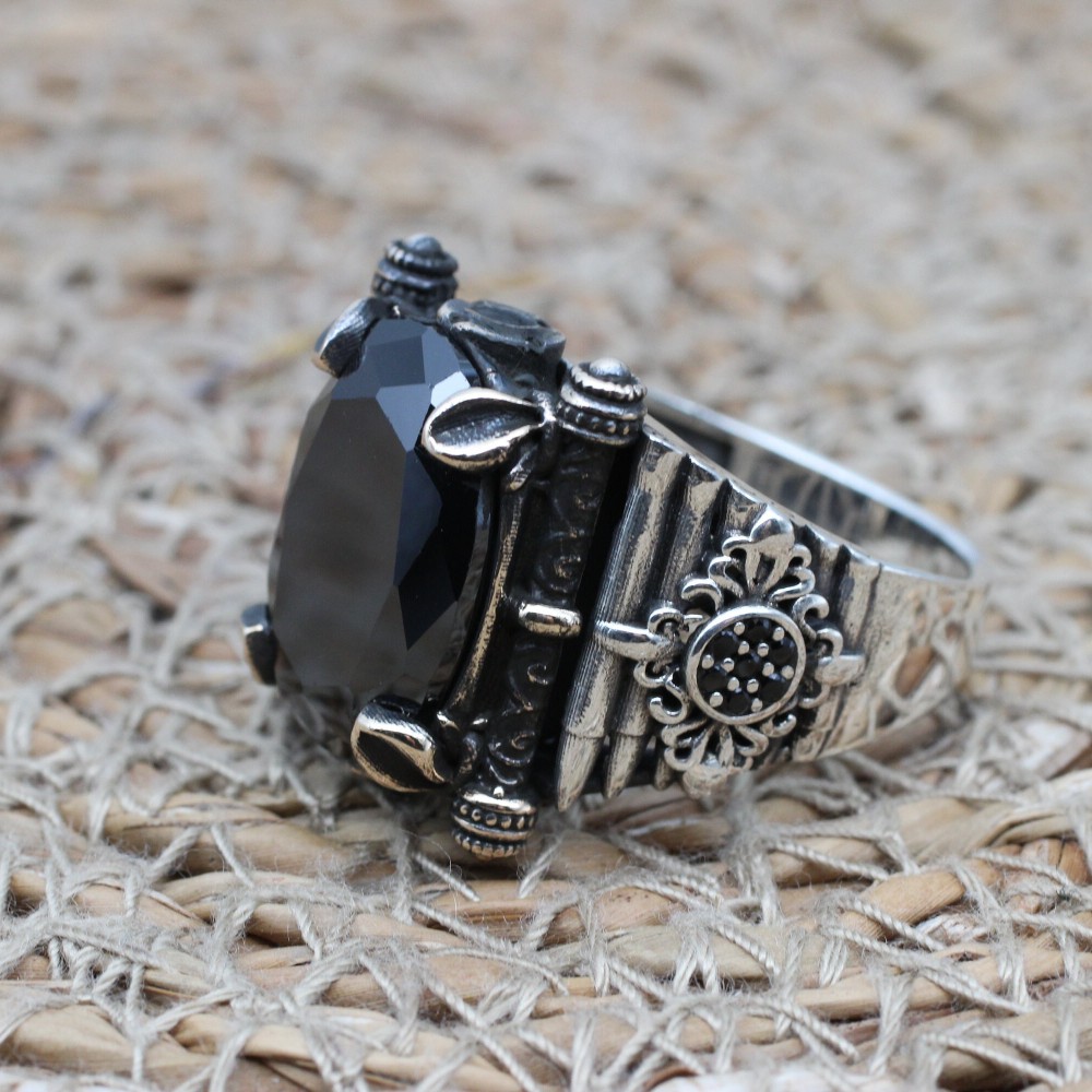 Onyx Men's Ring, Turkish Handmade Silver Men's Ring, Men's Handmade Ring, Oval Stone Ring, Ottoman Ring, Gift for Him, 925k Sterling Silver, Onyx Men's Ring, Turkish Handmade Silver Men's Ring, Men's Handmade Ring, Oval Stone Ring, Ottoman Ring, Gift for Him, 925k Sterling Silver,
