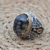 Agate Men's Ring, Handmade Men's Ring, Turkish Handmade Silver Ring, Ottoman Mens Ring, Mens Jewelry, Gift for Him, 925 Sterling Silver Ring