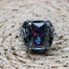 Mystic Topaz Ring, Handmade Ring, Turkish Handmade Silver Men Ring, Mystic Topaz Ring, Men's Jewelry, Gift for Him, 925k Sterling Silver