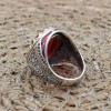 Ruby Mens Ring, Handmade Ring, Turkish Handmade Silver Men Ring, Ottoman Men Ring, Men's Jewelry, Gift for Him, 925k Sterling Silver Ring