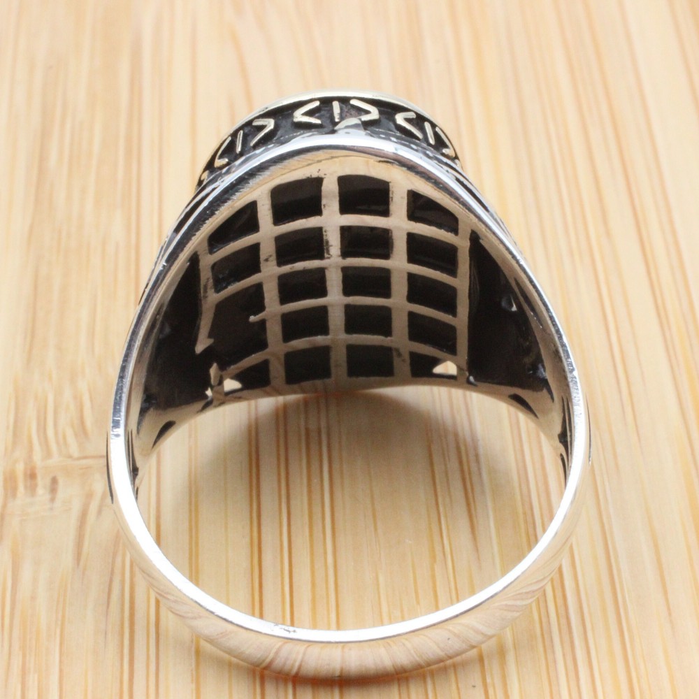 Aquamarine Ring, Turkish Handmade Silver Men Ring, Mens Handmade Ring, Ottoman Ring, Men's Jewelry, Gift for Him, 925k Sterling Silver Ring