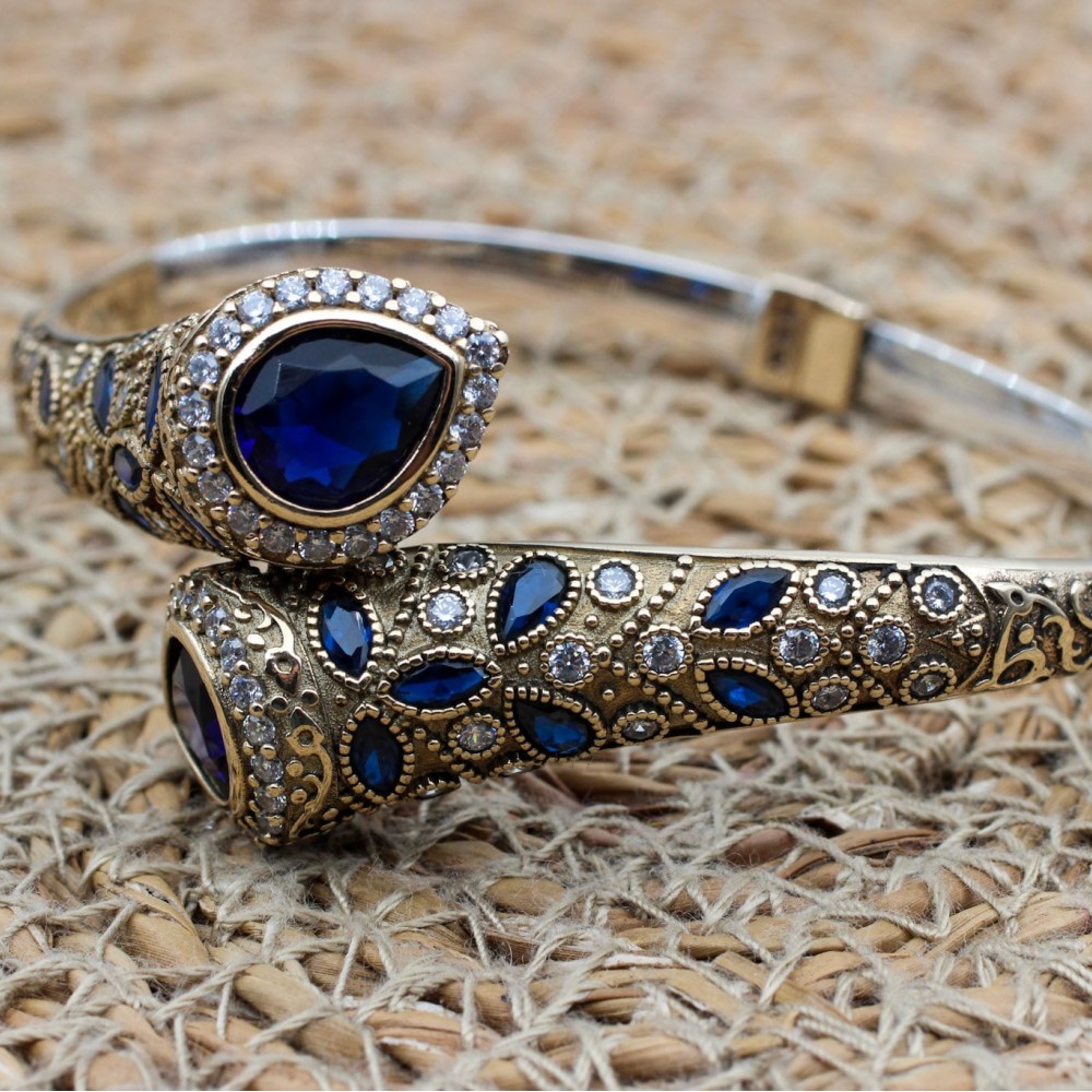 Sapphire Bracelet, Ottoman Bracelet, Handmade Bracelet, Bangle Cuff, Turkish Handmade, Bangle Bracelet, Gift For Her, 925k Sterling Silver, Sapphire Bracelet, Ottoman Bracelet, Handmade Bracelet, Bangle Cuff, Turkish Handmade, Bangle Bracelet, Gift For Her, 925k Sterling Silver,