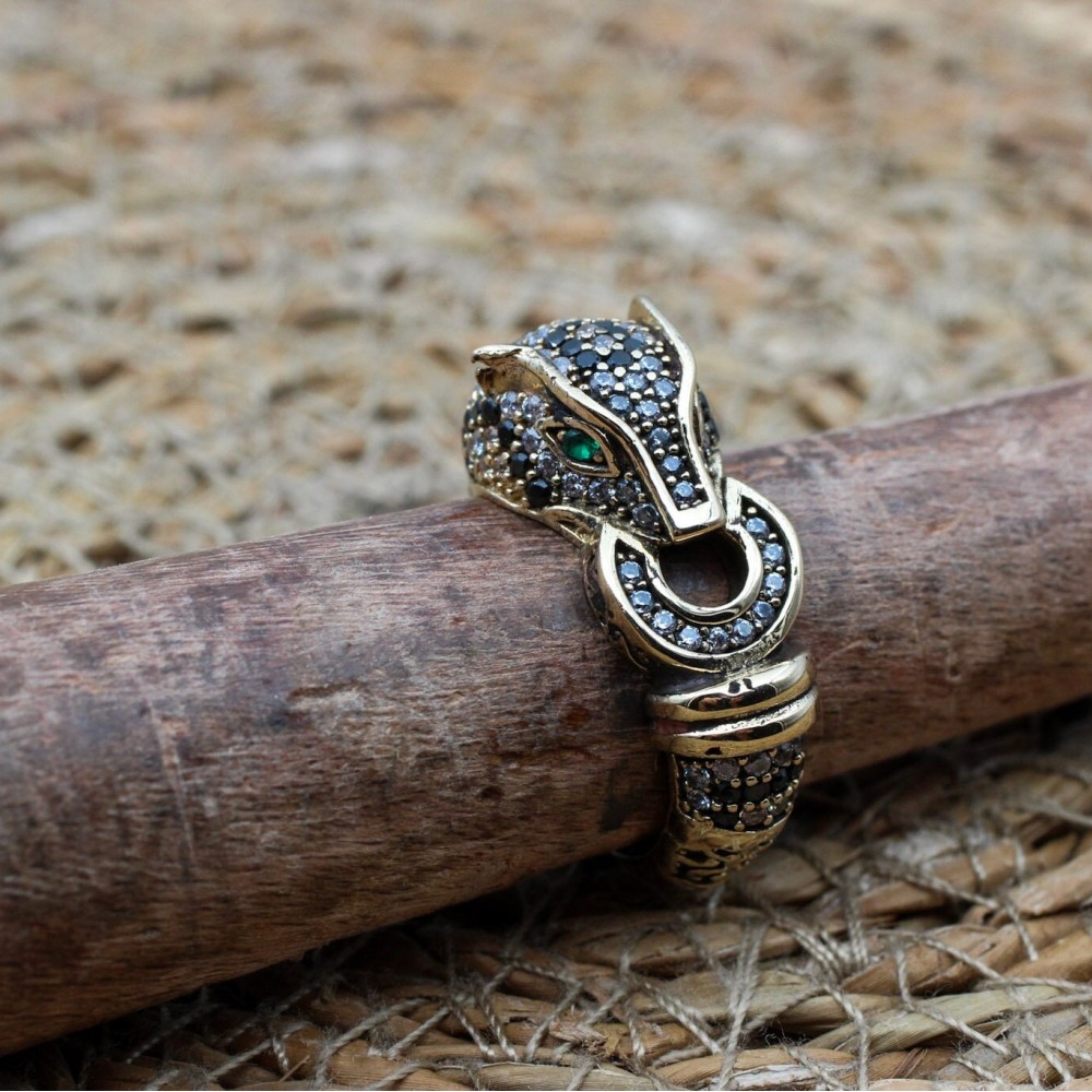 Leopard Tiger Ring, Handmade Women's Ring, Tiger Ring, Turkish Handmade Ring, Ottoman Women Ring, Ladies Ring, 925k Sterling Silver, Tiger,