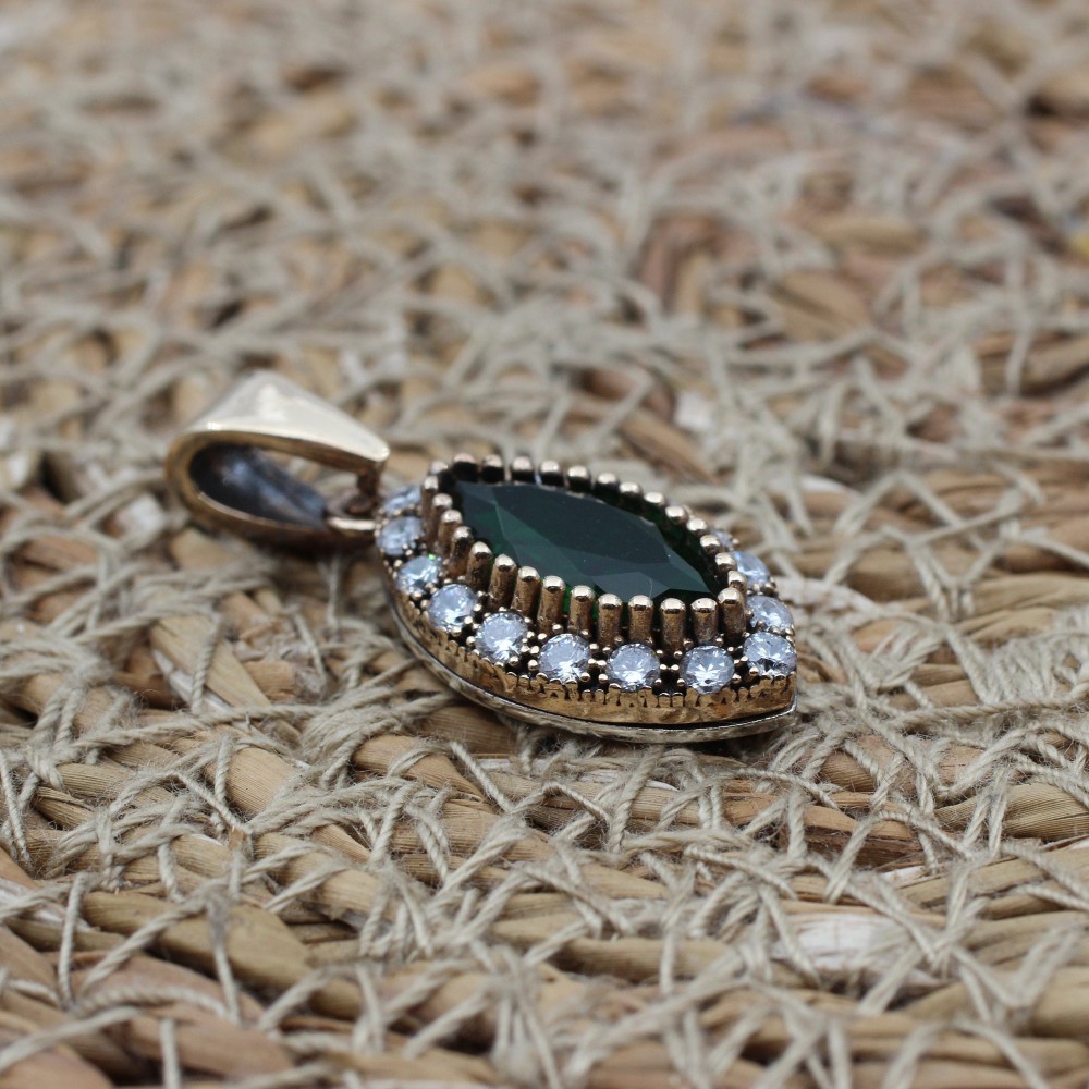 Emerald Set, Authentic Set, Handmade Set Women, Turkish Handmade, Ladies Jewelry Set, Earring, Pendant, Ladies Set, 925k Sterling Silver
