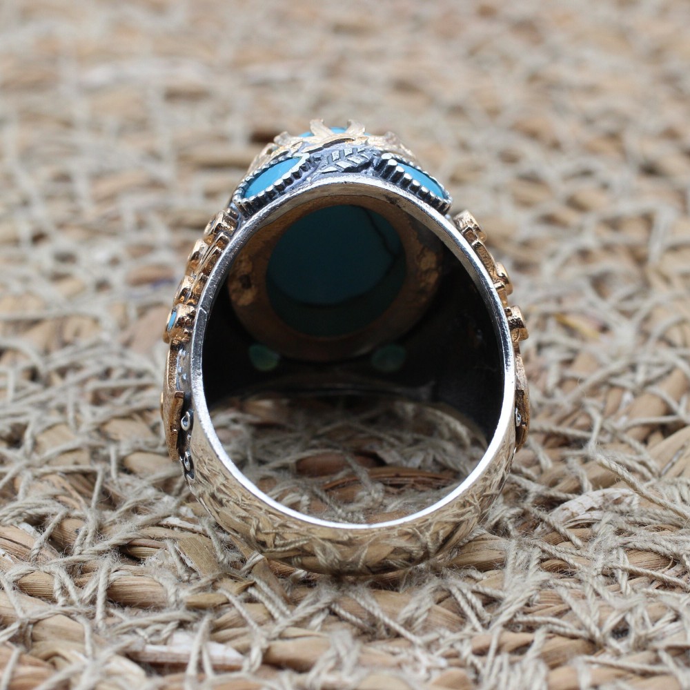 Turquoise Men's Ring, Handmade Ring, Turkish Handmade Silver Men Ring, Tree Of Life, Men's Jewelry, Gift for Him, 925k Sterling Silver Ring Turquoise Men's Ring, Handmade Ring, Turkish Handmade Silver Men Ring, Tree Of Life, Men's Jewelry, Gift for Him, 925k Sterling Silver Ring