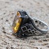 Citrine Men's Ring, Men's Handmade Ring, Turkish Handmade Ring, Ottoman Men's Ring, Men's Jewelry, Gift for Him, 925k Sterling Silver Ring