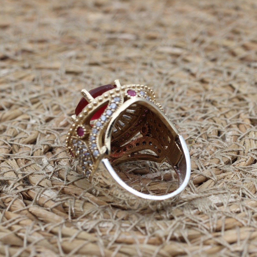 Ruby Ring, Handmade Women's Ring, Turkish Handmade Ring, Authentic Ring, Ottoman Ring, Ladies Ring, 925k Sterling Silver, Gift For Her,