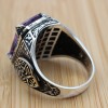 Men's Handmade Ring, Turkish Handmade Silver Men's Ring, Ottoman Ring, Amethyst Ring, Men's Jewelry, Amethyst, 925k Sterling Silver Ring