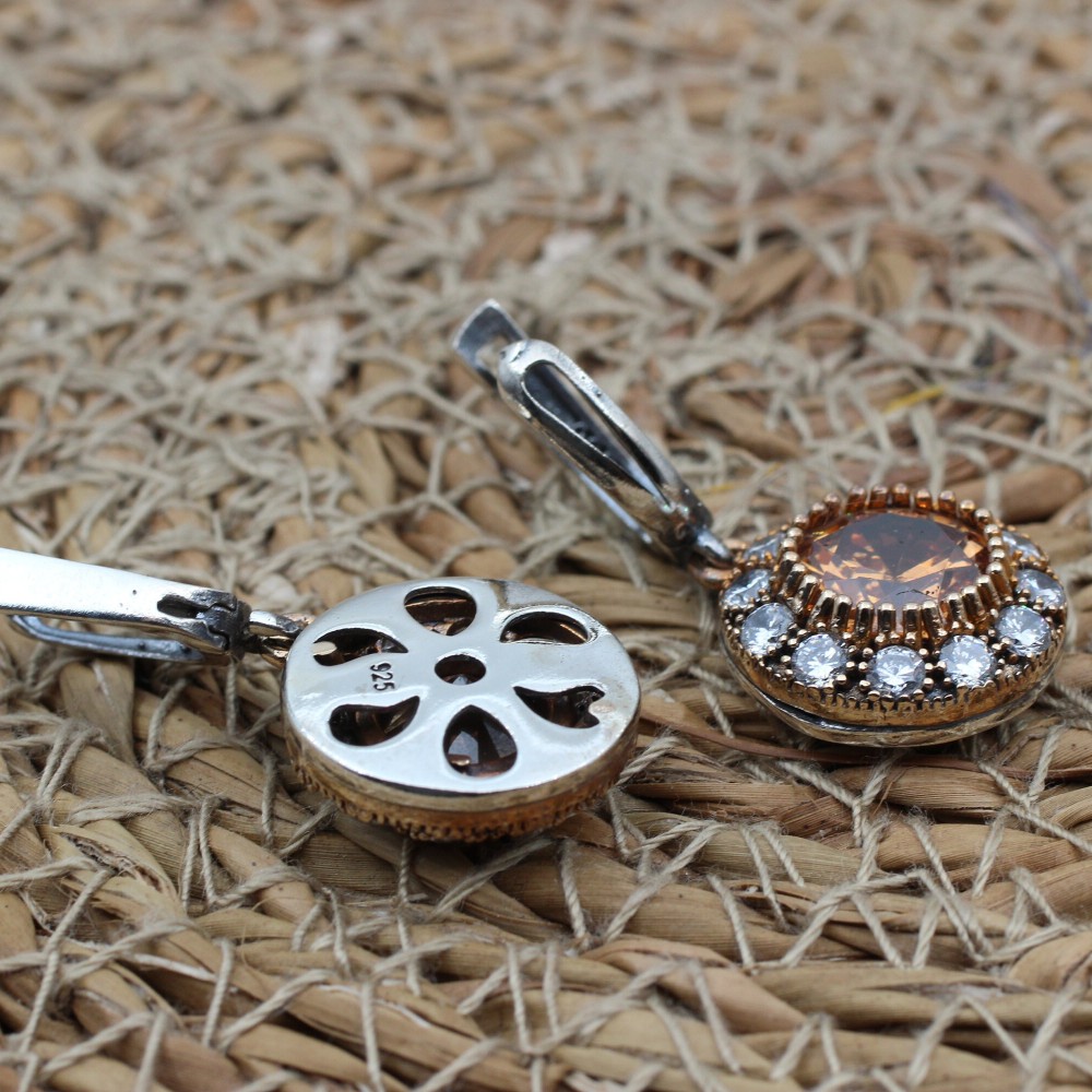 Topaz Ladies Set, Handmade Set Women, Turkish Handmade, Ladies Jewelry Set, Ottoman Set, Earring, Pendant, Ladies Set, 925 Sterling Silver