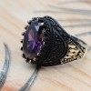 Amethyst Men's Ring, Mens Handmade Ring, Turkish Handmade Silver Men Ring, Ottoman Men Ring, Men Jewelry, Gift for Him, 925k Sterling Silver