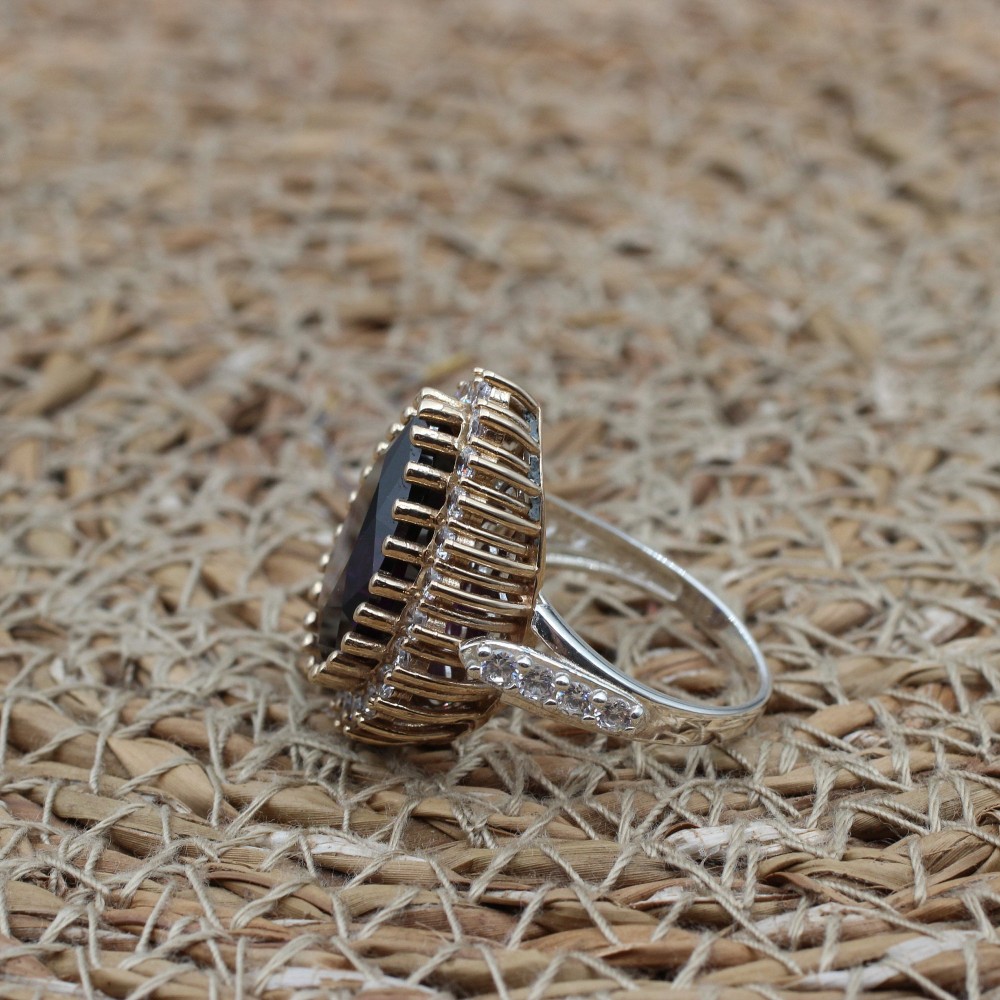 Amethyst Ring, Handmade Women's Ring, Turkish Handmade, Silver Ladies Ring, Ottoman Ring, Authentic, Ladies Ring, 925k Sterling Silver Ring,