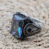 Mystic Topaz Ring, Handmade Ring, Turkish Handmade Silver Men Ring, Mystic Topaz Ring, Men's Jewelry, Gift for Him, 925k Sterling Silver
