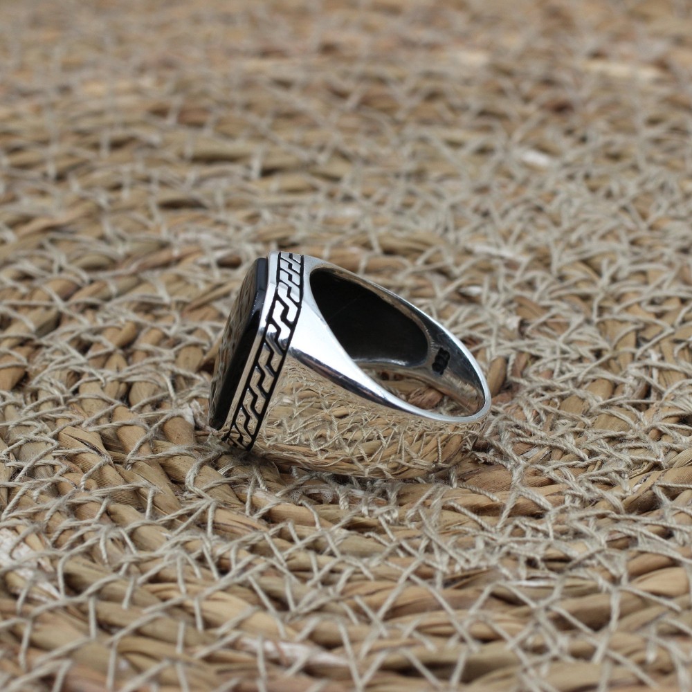 Handmade Silver Men's Ring, Onyx Men's Ring, Turkish Handmade Men's Ring, Men's Ring, Ottoman Mens Ring, Gift for Him, 925k Sterling Silver,