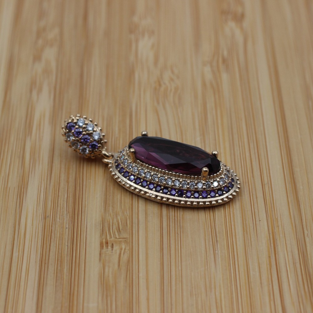 Amethyst Set, Authentic Set, Handmade Set Women, Turkish Handmade, Ladies Jewelry Set, Earring, Pendant, Ladies Set, 925k Sterling Silver