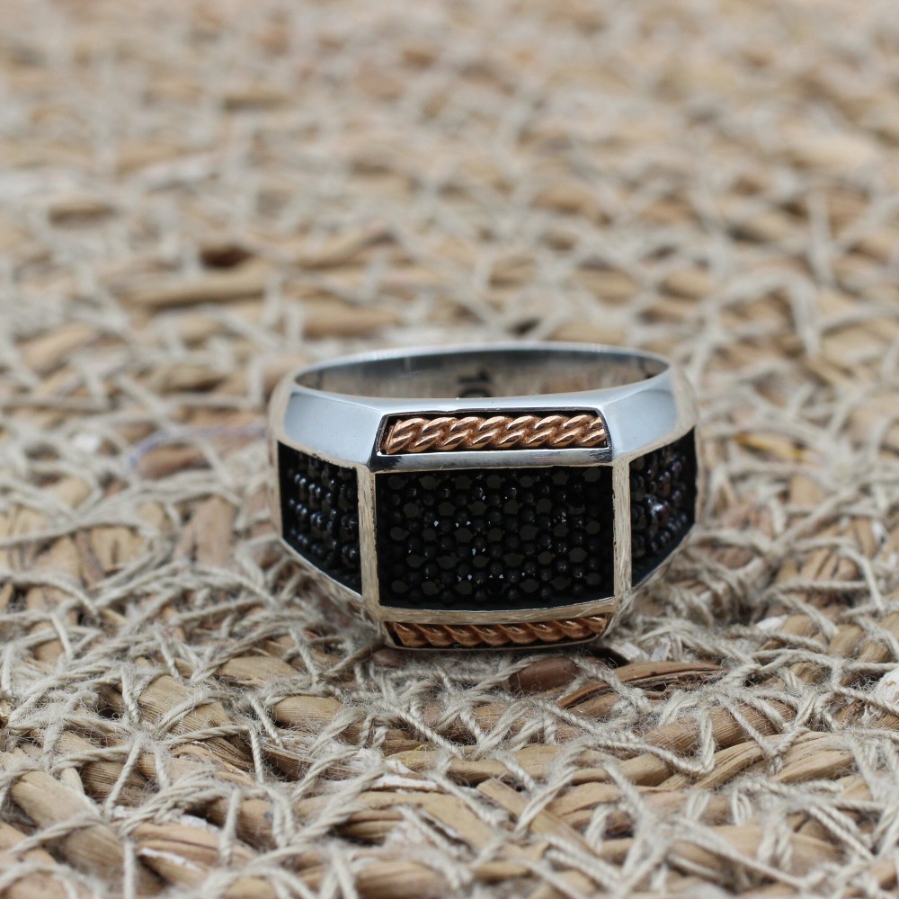 Handmade Silver Men's Ring, Onyx Men's Ring, Turkish Handmade Men's Ring, Men's Ring, Ottoman Mens Ring, Gift for Him, 925k Sterling Silver,
